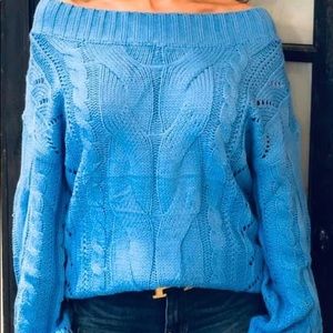 Blue cable knit sweater